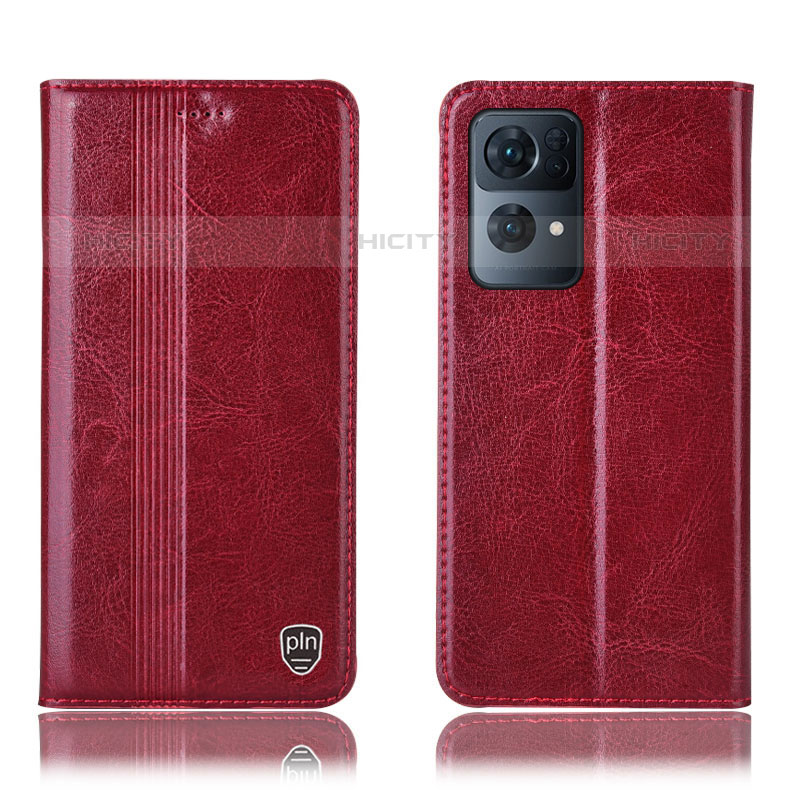 Coque Portefeuille Livre Cuir Etui Clapet H05P pour Oppo Reno7 Pro 5G Rouge Plus