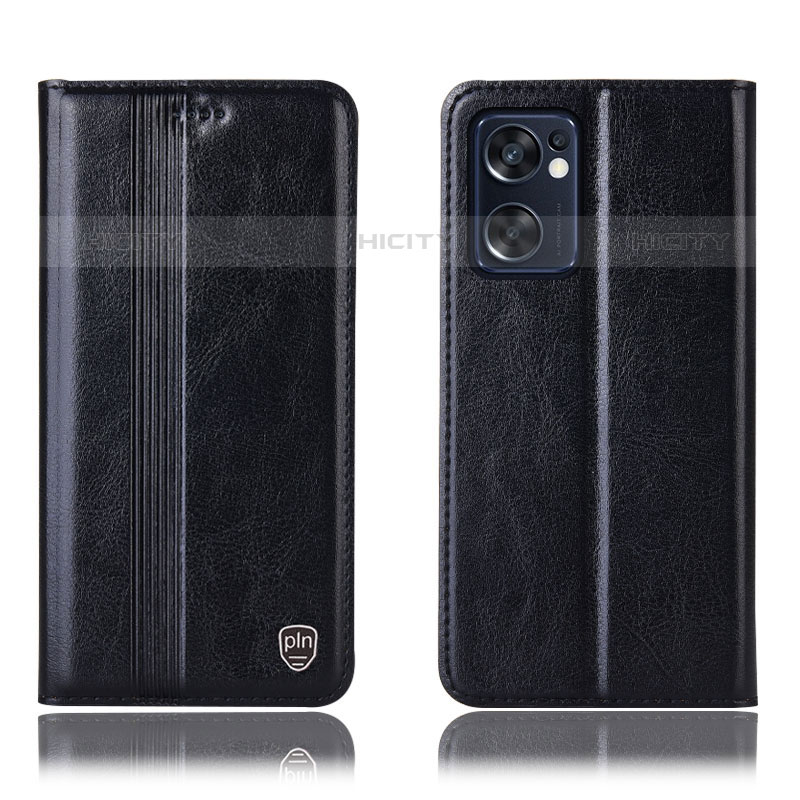 Coque Portefeuille Livre Cuir Etui Clapet H05P pour Oppo Reno7 SE 5G Noir Plus