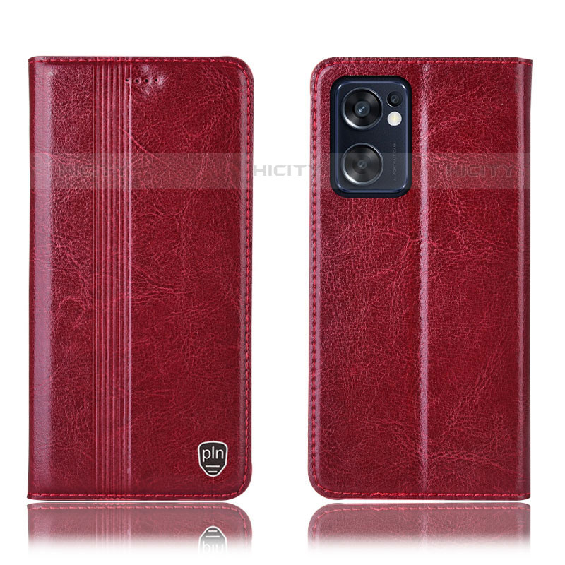 Coque Portefeuille Livre Cuir Etui Clapet H05P pour Oppo Reno7 SE 5G Rouge Plus