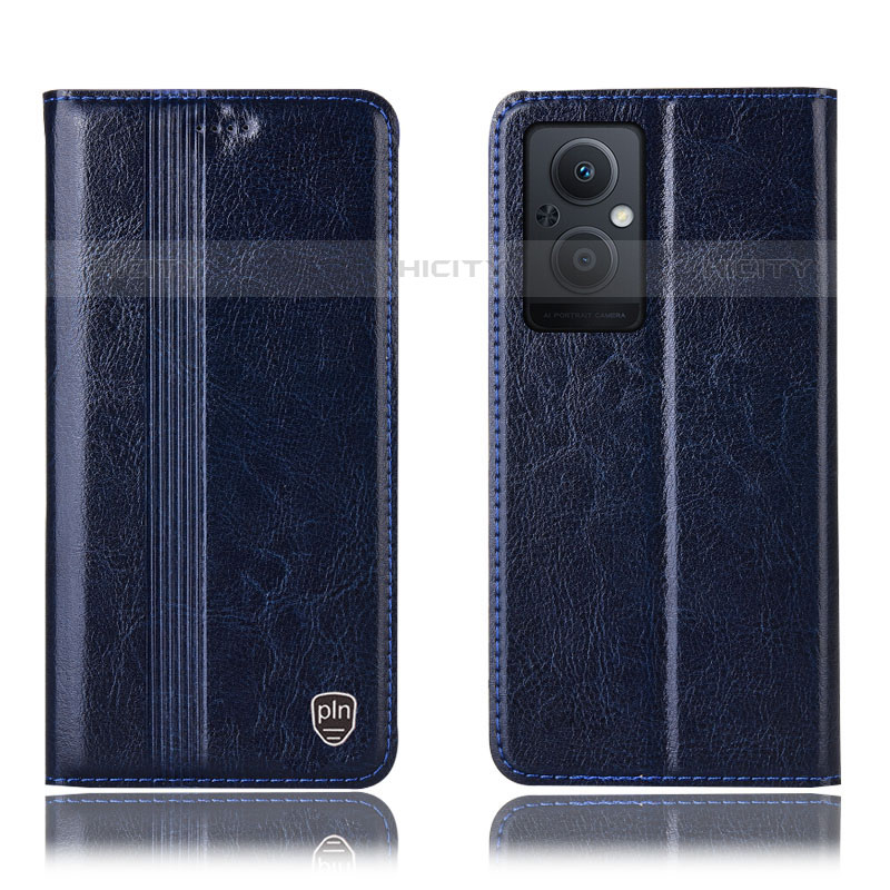 Coque Portefeuille Livre Cuir Etui Clapet H05P pour Oppo Reno7 Z 5G Bleu Plus