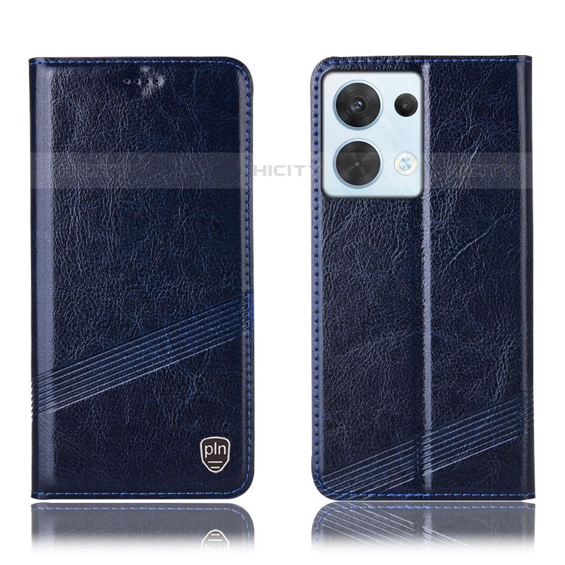 Coque Portefeuille Livre Cuir Etui Clapet H05P pour Oppo Reno8 5G Bleu Plus