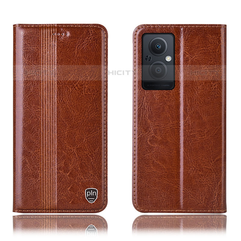 Coque Portefeuille Livre Cuir Etui Clapet H05P pour Oppo Reno8 Z 5G Brun Clair Plus