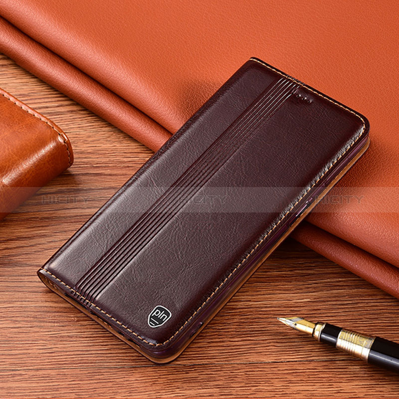 Coque Portefeuille Livre Cuir Etui Clapet H05P pour Samsung Galaxy A12 Nacho Marron Plus