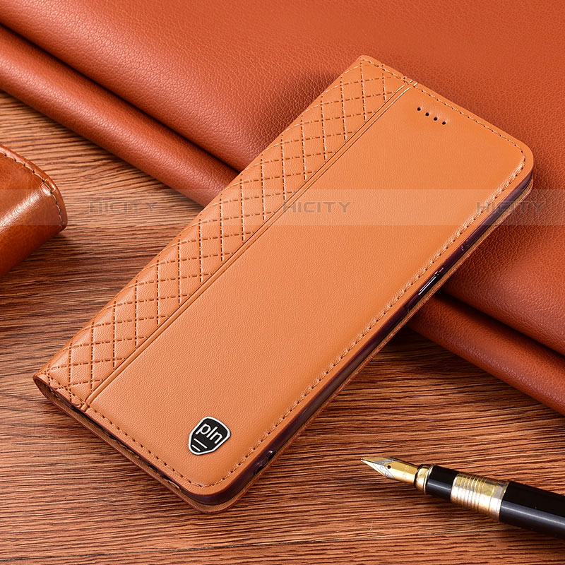 Coque Portefeuille Livre Cuir Etui Clapet H05P pour Samsung Galaxy S22 Ultra 5G Orange Plus