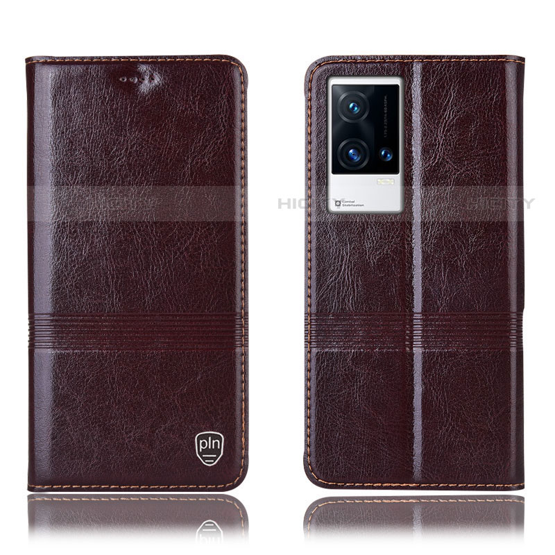 Coque Portefeuille Livre Cuir Etui Clapet H05P pour Vivo iQOO 8 5G Marron Plus