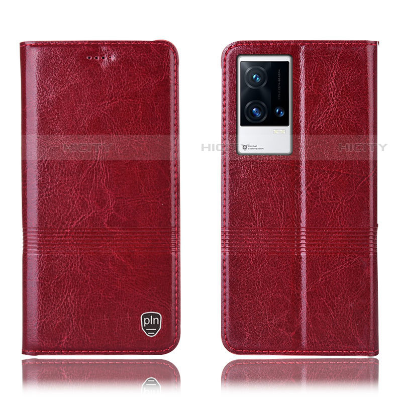 Coque Portefeuille Livre Cuir Etui Clapet H05P pour Vivo iQOO 8 5G Rouge Plus