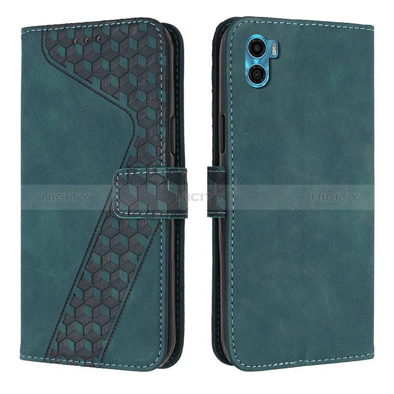 Coque Portefeuille Livre Cuir Etui Clapet H05X pour Motorola Moto E22S Vert Plus