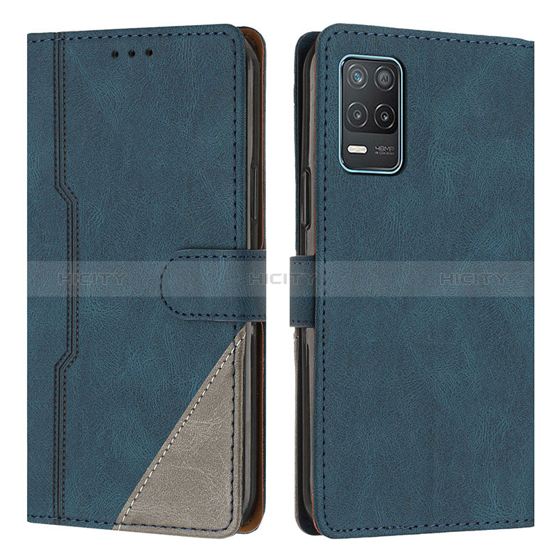 Coque Portefeuille Livre Cuir Etui Clapet H05X pour Realme 9 5G India Bleu Plus