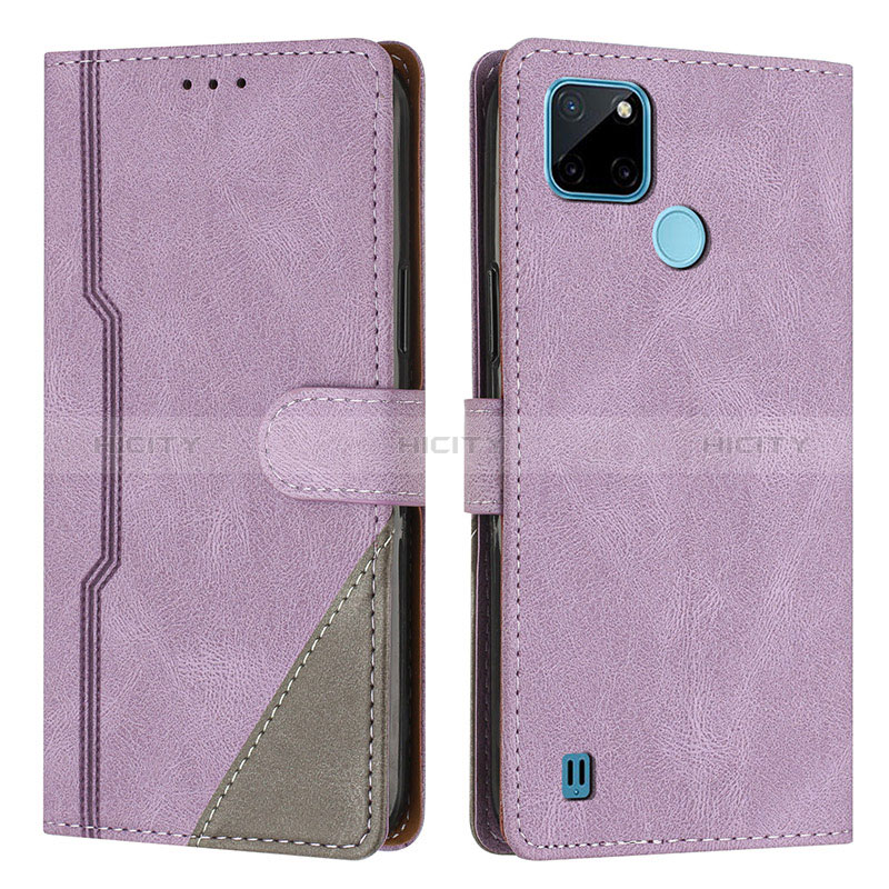 Coque Portefeuille Livre Cuir Etui Clapet H05X pour Realme C25Y Violet Plus