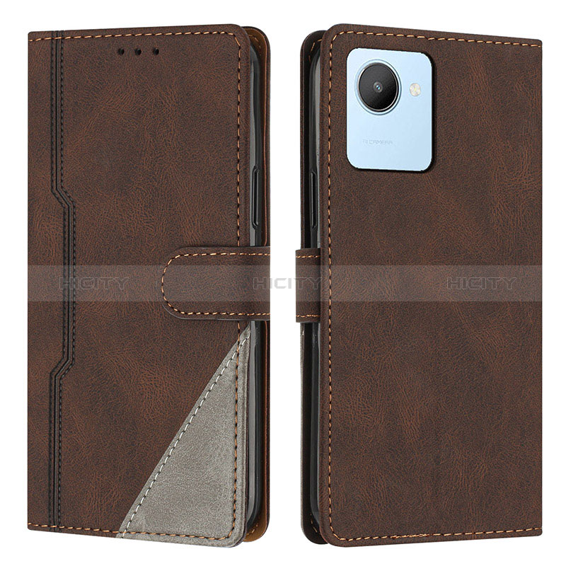 Coque Portefeuille Livre Cuir Etui Clapet H05X pour Realme C30s Marron Plus