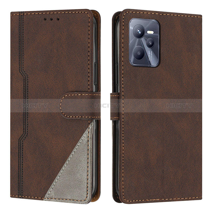 Coque Portefeuille Livre Cuir Etui Clapet H05X pour Realme Narzo 50A Prime Marron Plus