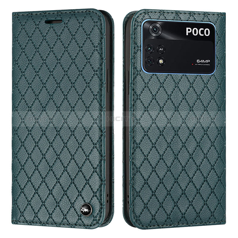 Coque Portefeuille Livre Cuir Etui Clapet H05X pour Xiaomi Poco M4 Pro 4G Vert Plus