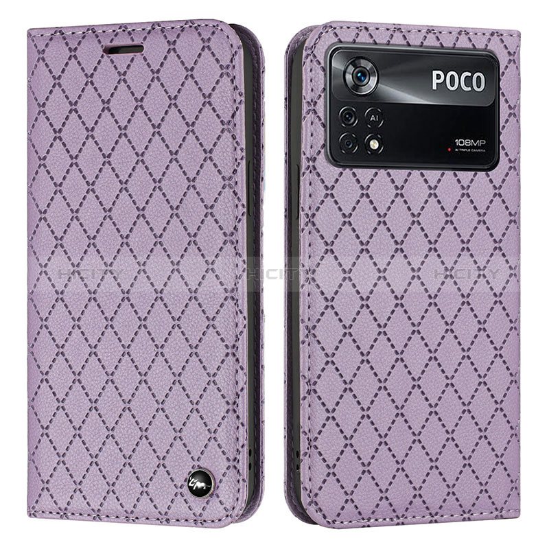 Coque Portefeuille Livre Cuir Etui Clapet H05X pour Xiaomi Poco X4 Pro 5G Violet Plus