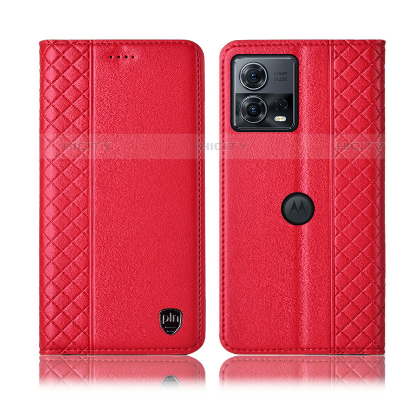 Coque Portefeuille Livre Cuir Etui Clapet H06P pour Motorola Moto Edge 30 Fusion 5G Rouge Plus