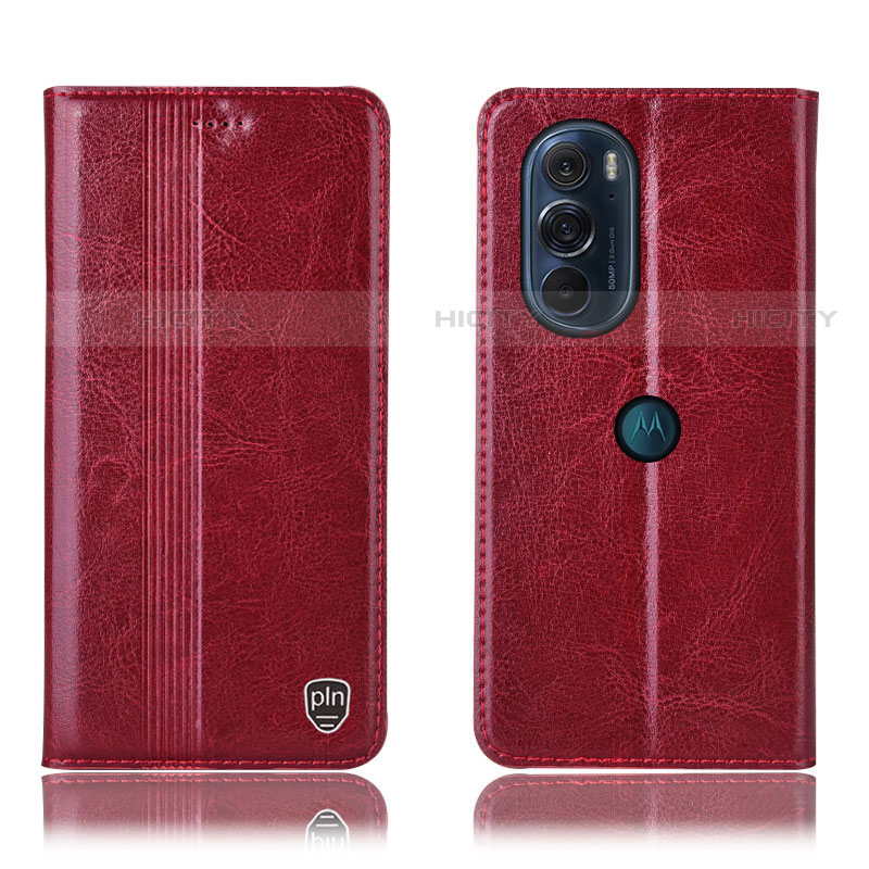 Coque Portefeuille Livre Cuir Etui Clapet H06P pour Motorola Moto Edge X30 5G Rouge Plus