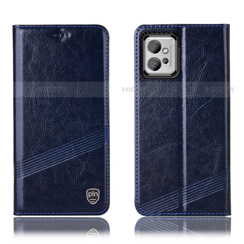 Coque Portefeuille Livre Cuir Etui Clapet H06P pour Motorola Moto G32 Bleu Plus