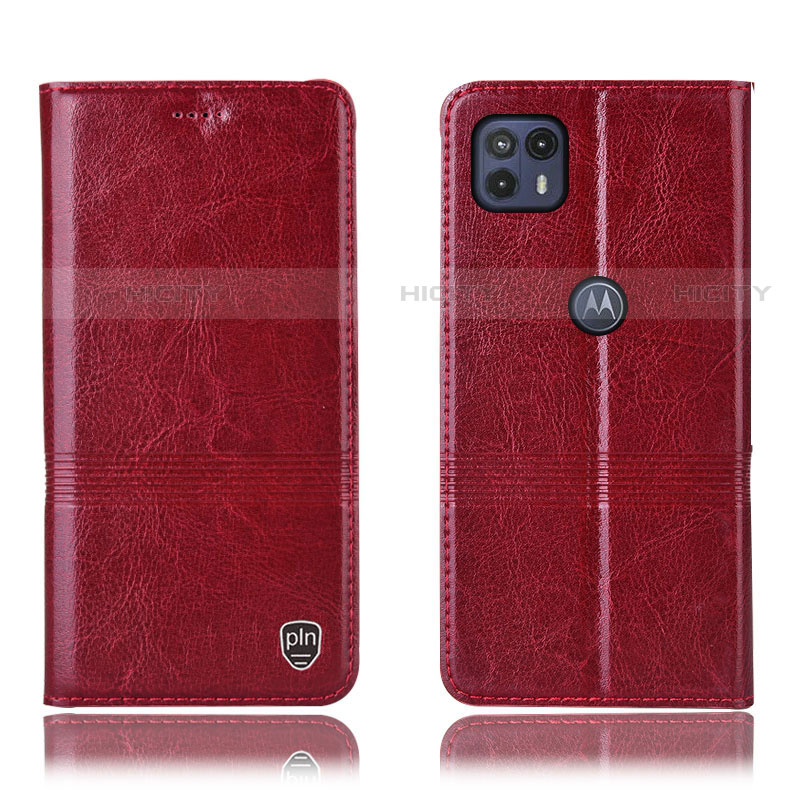 Coque Portefeuille Livre Cuir Etui Clapet H06P pour Motorola Moto G50 5G Rouge Plus