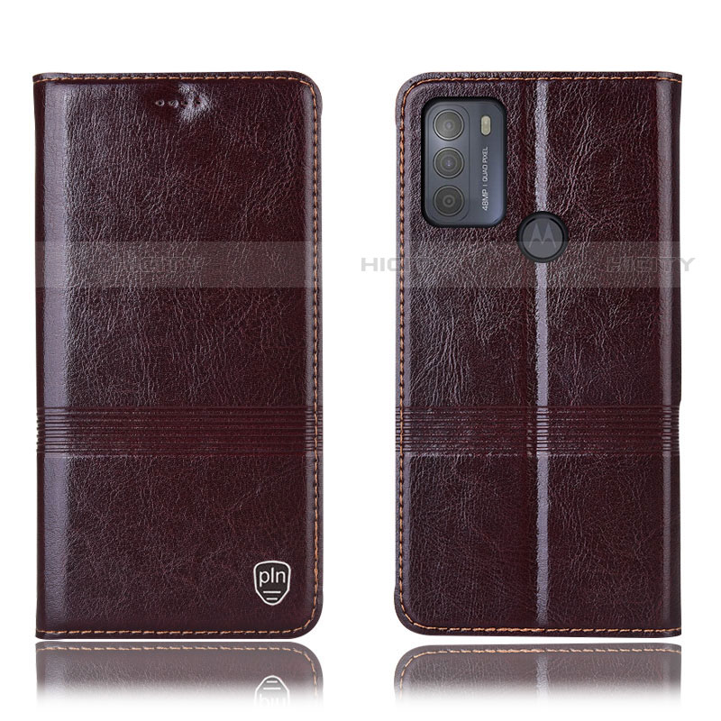 Coque Portefeuille Livre Cuir Etui Clapet H06P pour Motorola Moto G50 Marron Plus