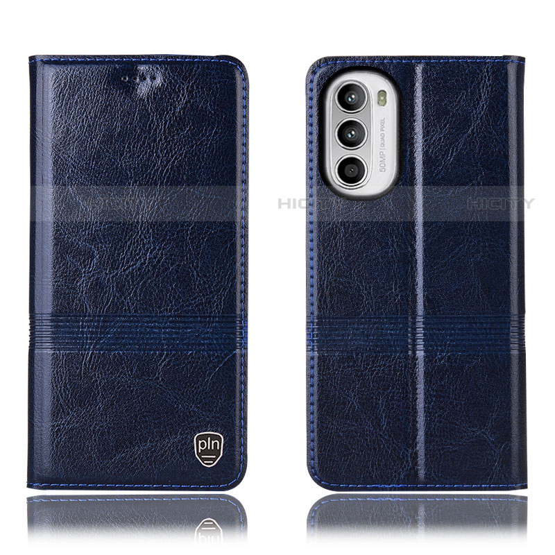 Coque Portefeuille Livre Cuir Etui Clapet H06P pour Motorola Moto G71s 5G Bleu Plus