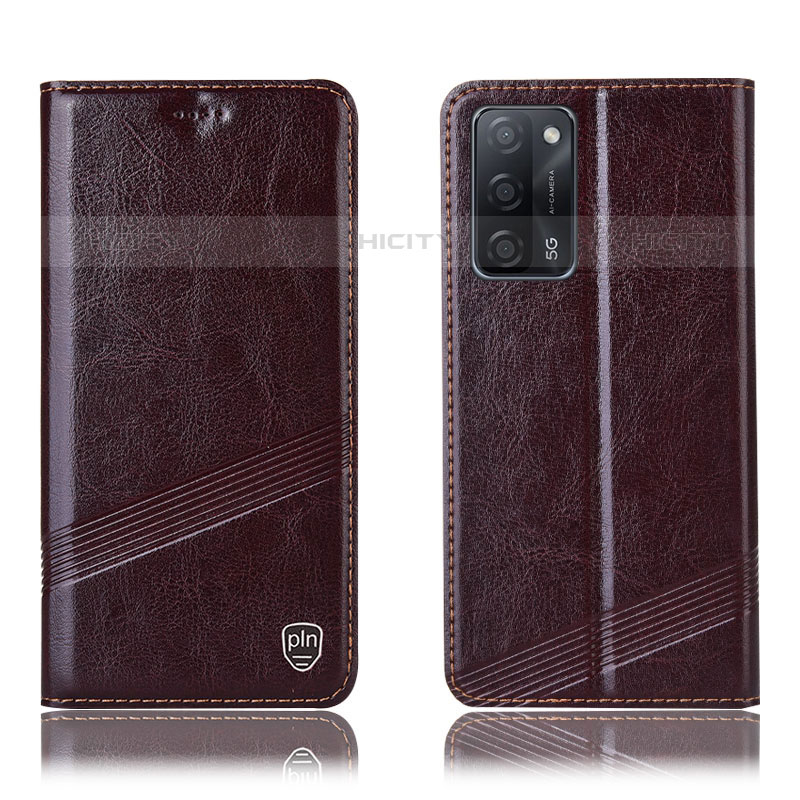 Coque Portefeuille Livre Cuir Etui Clapet H06P pour Oppo A53s 5G Marron Plus