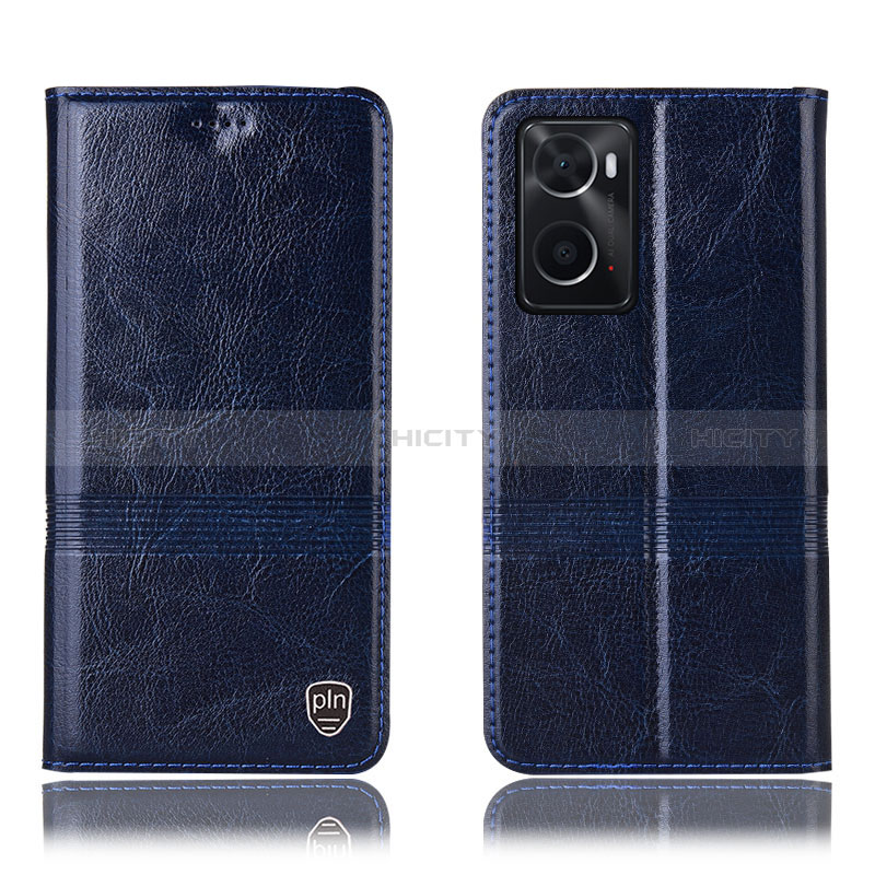 Coque Portefeuille Livre Cuir Etui Clapet H06P pour Oppo A76 Bleu Plus