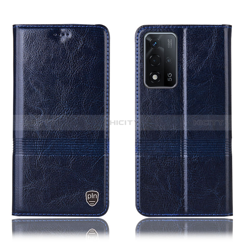 Coque Portefeuille Livre Cuir Etui Clapet H06P pour Oppo A93s 5G Bleu Plus