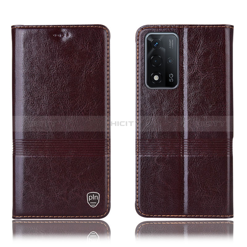 Coque Portefeuille Livre Cuir Etui Clapet H06P pour Oppo A93s 5G Marron Plus