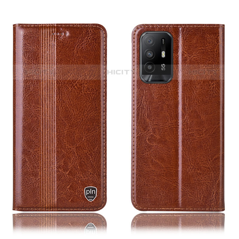 Coque Portefeuille Livre Cuir Etui Clapet H06P pour Oppo A95 5G Brun Clair Plus