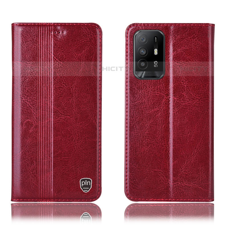 Coque Portefeuille Livre Cuir Etui Clapet H06P pour Oppo F19 Pro+ Plus 5G Rouge Plus