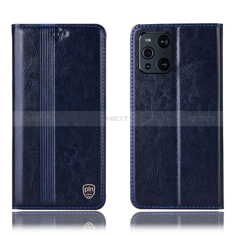 Coque Portefeuille Livre Cuir Etui Clapet H06P pour Oppo Find X3 5G Bleu Plus