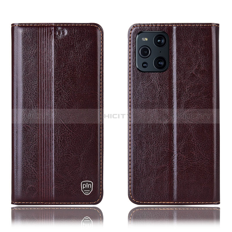 Coque Portefeuille Livre Cuir Etui Clapet H06P pour Oppo Find X3 5G Marron Plus