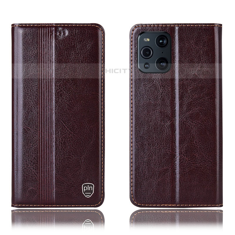 Coque Portefeuille Livre Cuir Etui Clapet H06P pour Oppo Find X3 Pro 5G Marron Plus