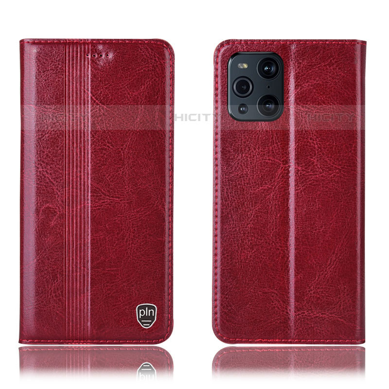 Coque Portefeuille Livre Cuir Etui Clapet H06P pour Oppo Find X3 Pro 5G Rouge Plus