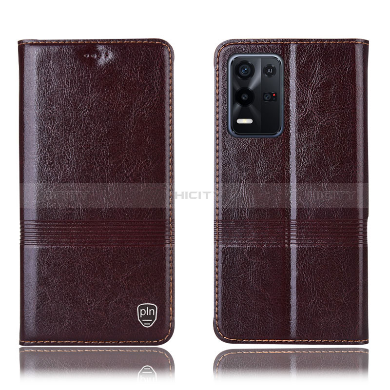 Coque Portefeuille Livre Cuir Etui Clapet H06P pour Oppo K9X 5G Marron Plus