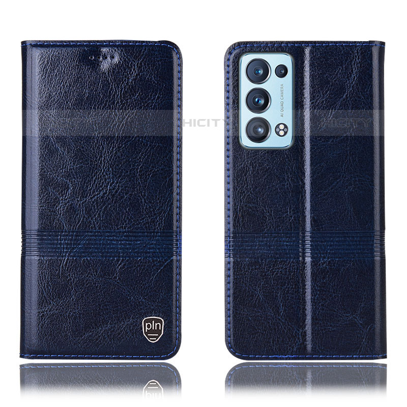 Coque Portefeuille Livre Cuir Etui Clapet H06P pour Oppo Reno6 Pro 5G Bleu Plus