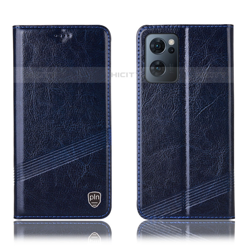 Coque Portefeuille Livre Cuir Etui Clapet H06P pour Oppo Reno7 5G Bleu Plus