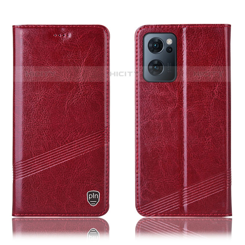 Coque Portefeuille Livre Cuir Etui Clapet H06P pour Oppo Reno7 5G Rouge Plus