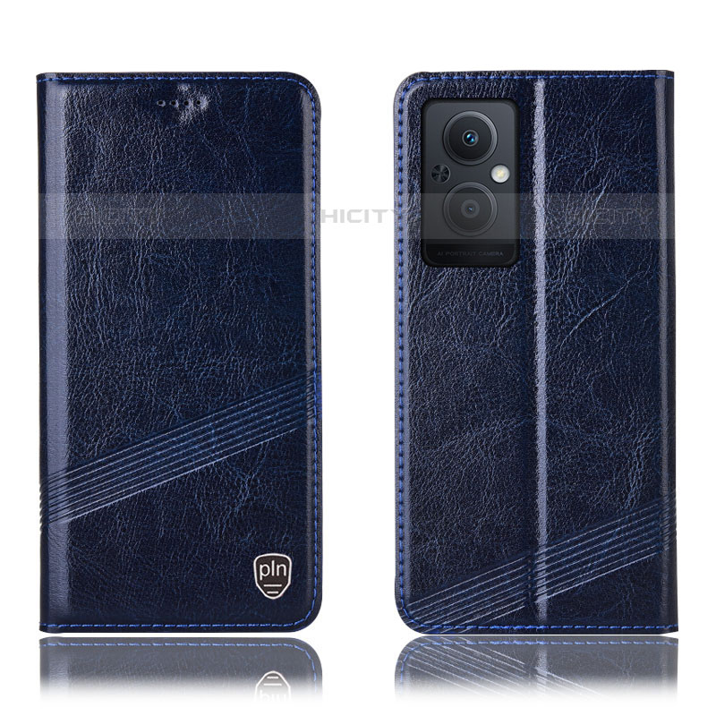 Coque Portefeuille Livre Cuir Etui Clapet H06P pour Oppo Reno7 Lite 5G Bleu Plus