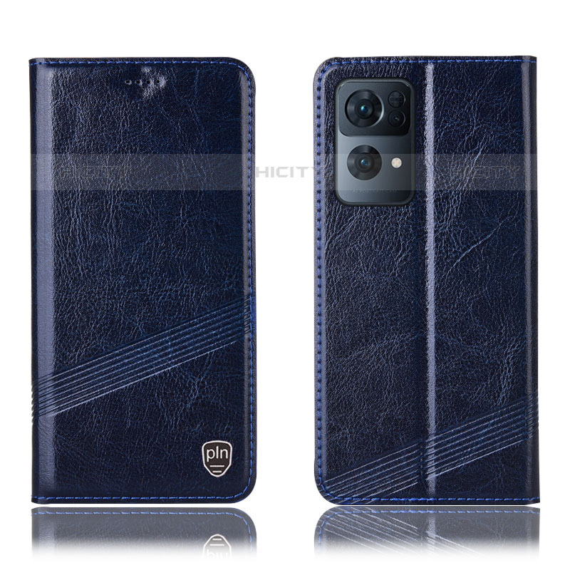 Coque Portefeuille Livre Cuir Etui Clapet H06P pour Oppo Reno7 Pro 5G Bleu Plus