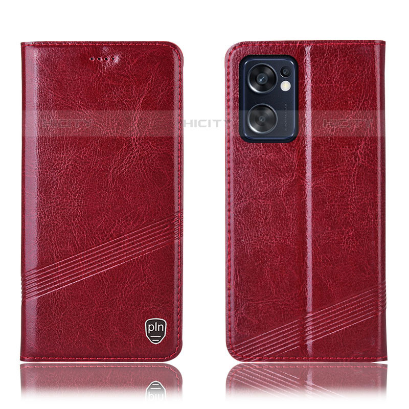 Coque Portefeuille Livre Cuir Etui Clapet H06P pour Oppo Reno7 SE 5G Rouge Plus