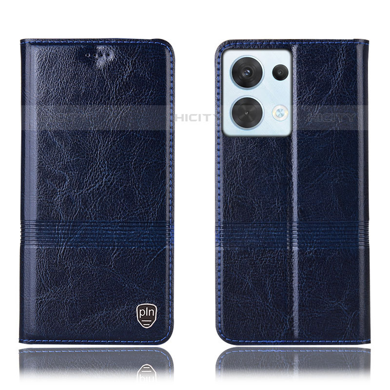 Coque Portefeuille Livre Cuir Etui Clapet H06P pour Oppo Reno9 Pro 5G Bleu Plus