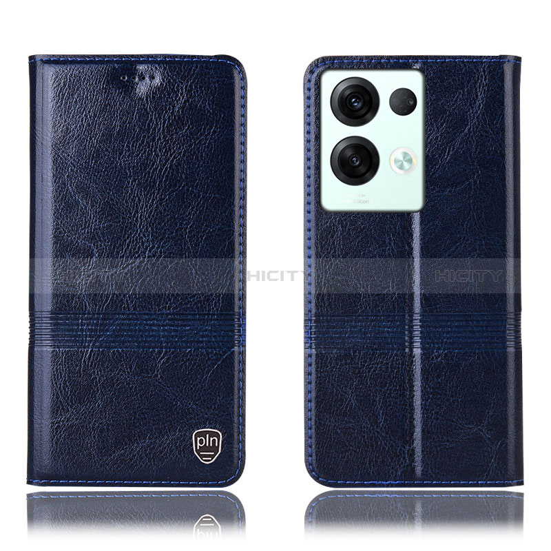 Coque Portefeuille Livre Cuir Etui Clapet H06P pour Oppo Reno9 Pro+ Plus 5G Bleu Plus