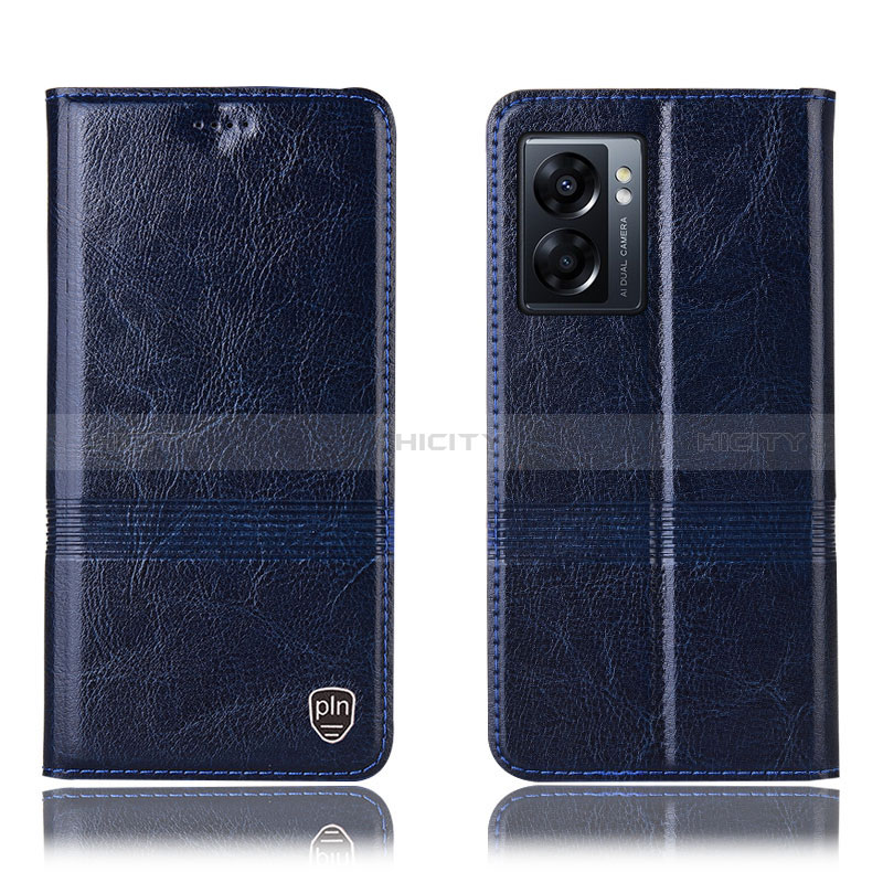 Coque Portefeuille Livre Cuir Etui Clapet H06P pour Realme V23 5G Bleu Plus