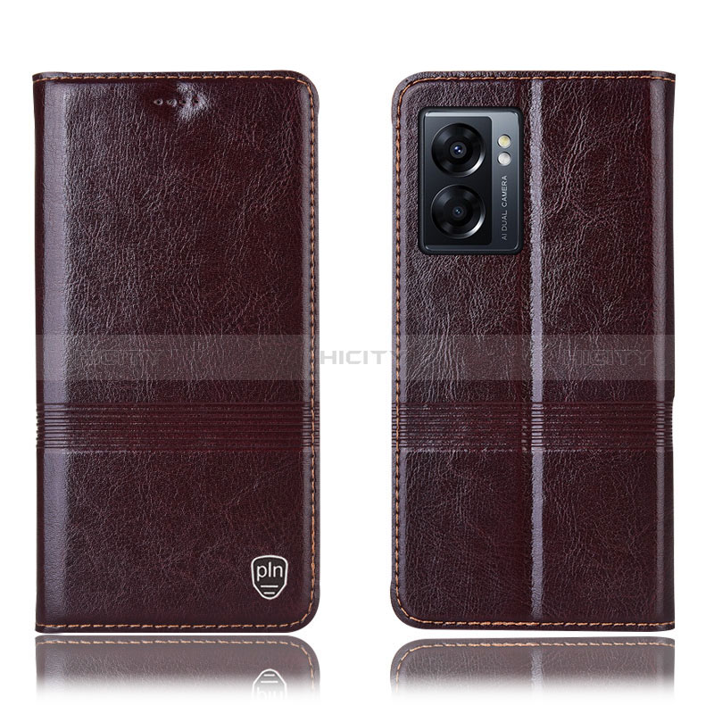 Coque Portefeuille Livre Cuir Etui Clapet H06P pour Realme V23i 5G Marron Plus