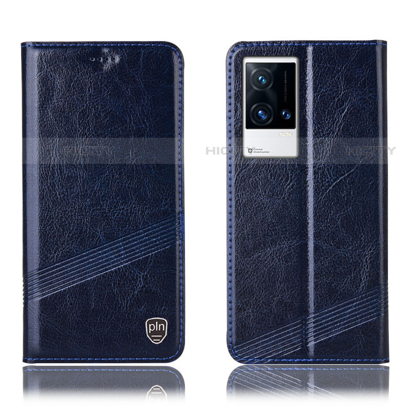 Coque Portefeuille Livre Cuir Etui Clapet H06P pour Vivo iQOO 8 5G Bleu Plus