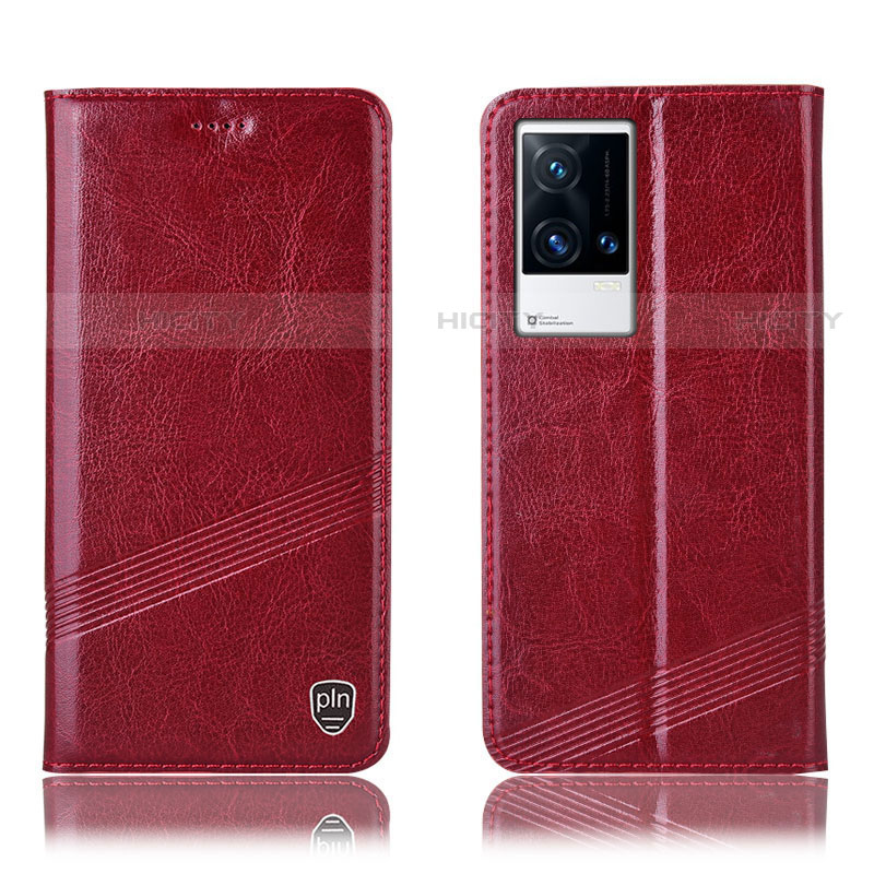 Coque Portefeuille Livre Cuir Etui Clapet H06P pour Vivo iQOO 8 5G Rouge Plus