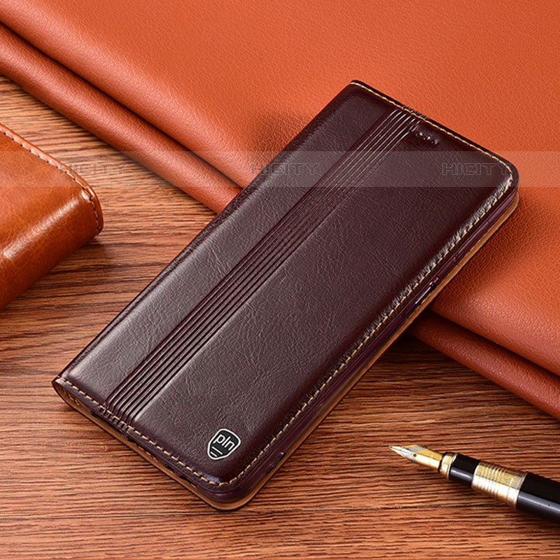 Coque Portefeuille Livre Cuir Etui Clapet H06P pour Vivo V23e 5G Marron Plus