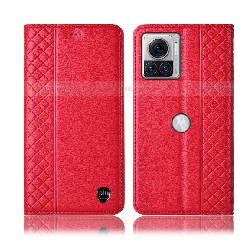 Coque Portefeuille Livre Cuir Etui Clapet H07P pour Motorola Moto Edge X30 Pro 5G Rouge Plus