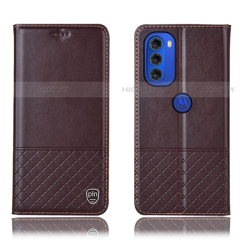 Coque Portefeuille Livre Cuir Etui Clapet H07P pour Motorola Moto G51 5G Marron Plus