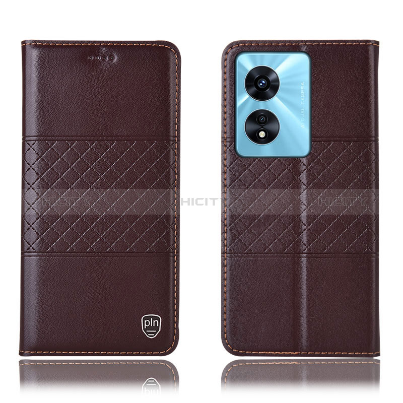 Coque Portefeuille Livre Cuir Etui Clapet H07P pour Oppo A18 Marron Plus